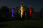 Light-Up Hanging Ghost with Skull and Gauze, Three Light Colours