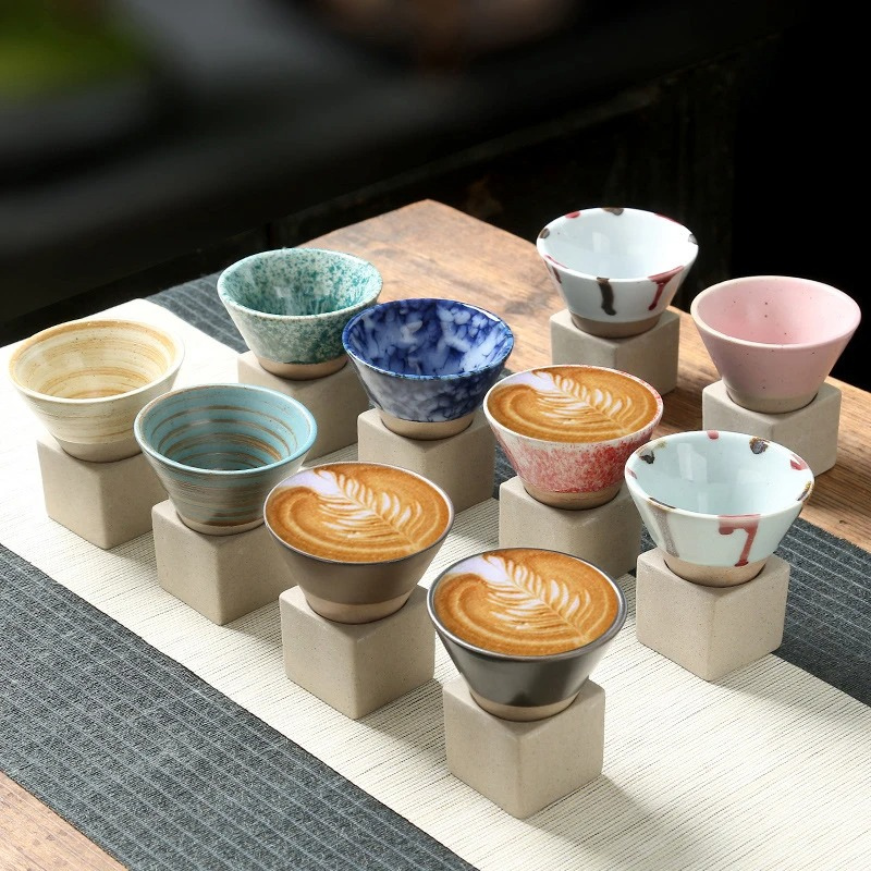 Ceramic Espresso Cups Set of 2, 100ml Handmade Glaze