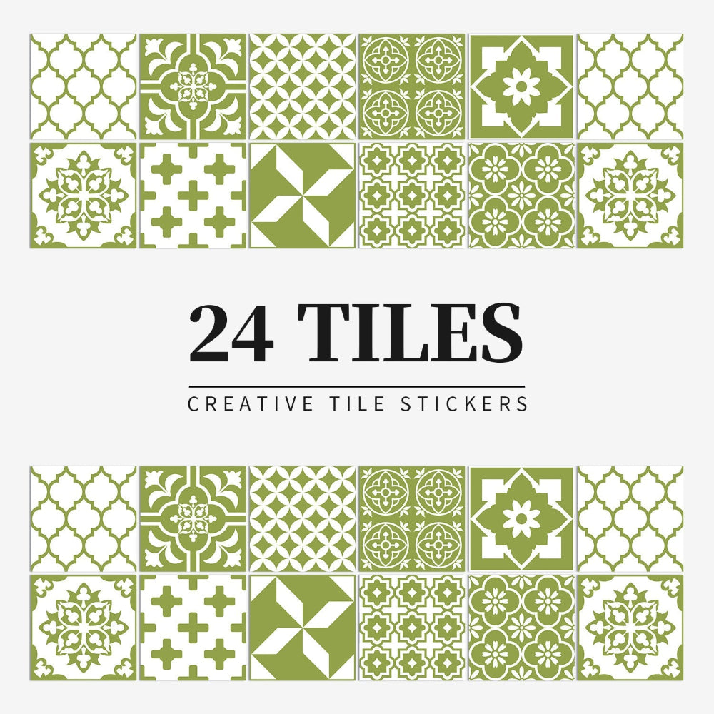 Self-Adhesive Portuguese Mandala Tile Stickers, Set of 24