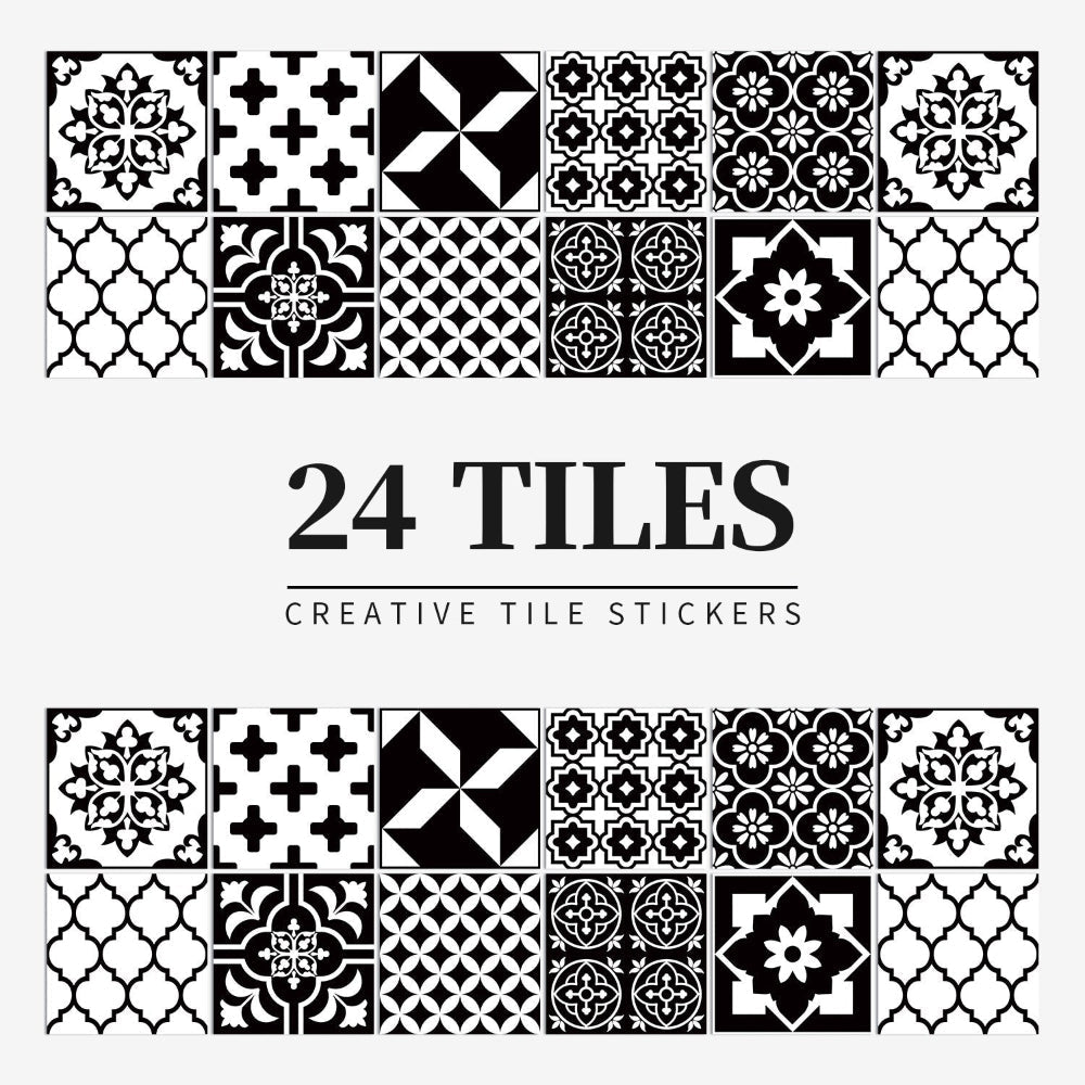 Self-Adhesive Portuguese Mandala Tile Stickers, Set of 24