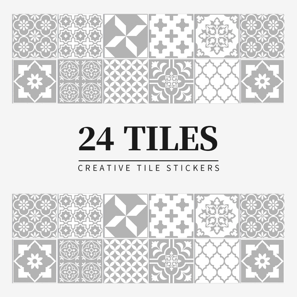 Self-Adhesive Portuguese Mandala Tile Stickers, Set of 24