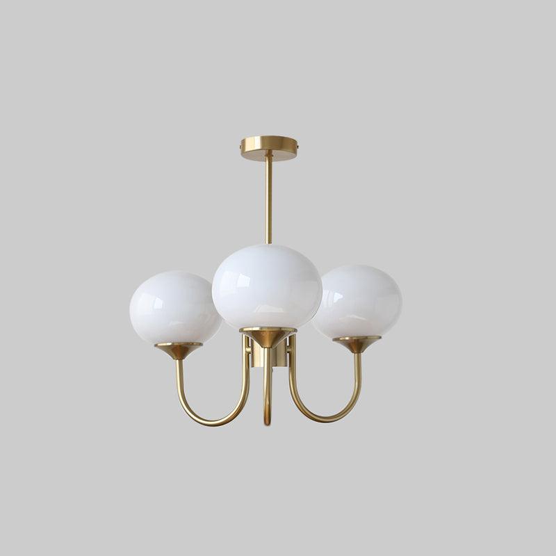 Glass Globe Chandelier with 3 or 5 Lights, Copper or Chrome Frame