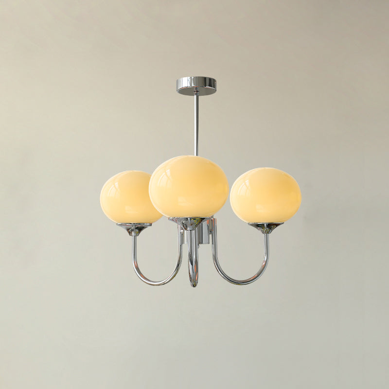 Glass Globe Chandelier with 3 or 5 Lights, Copper or Chrome Frame