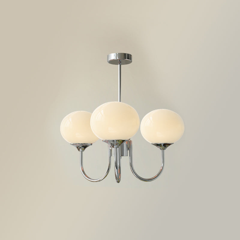 Glass Globe Chandelier with 3 or 5 Lights, Copper or Chrome Frame