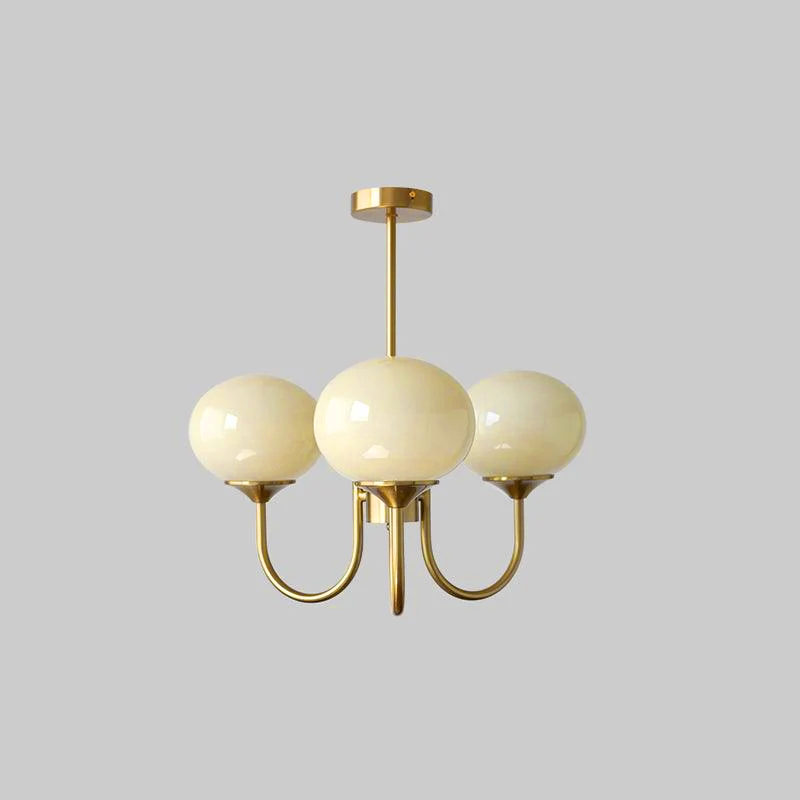 Glass Globe Chandelier with 3 or 5 Lights, Copper or Chrome Frame