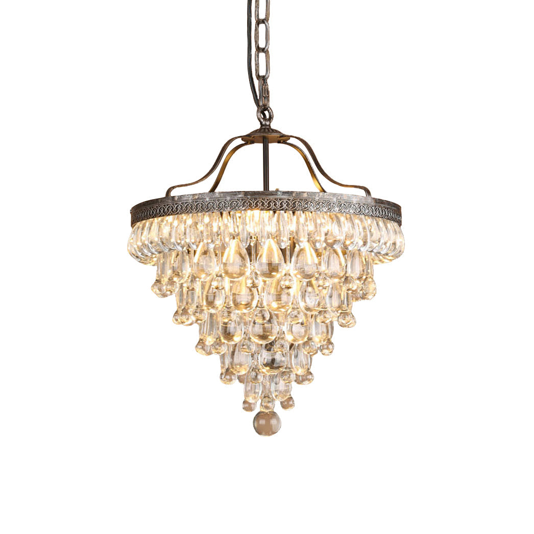 Crystal Chandelier with Antique Bronze Finish and Chain