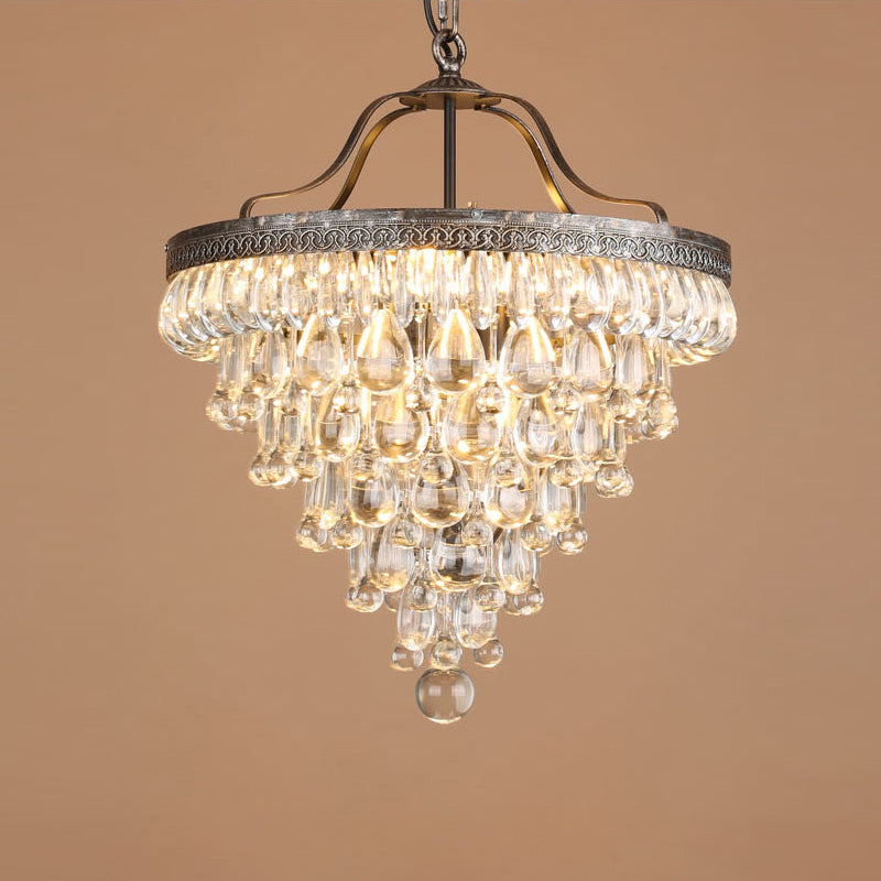 Crystal Chandelier with Antique Bronze Finish and Chain