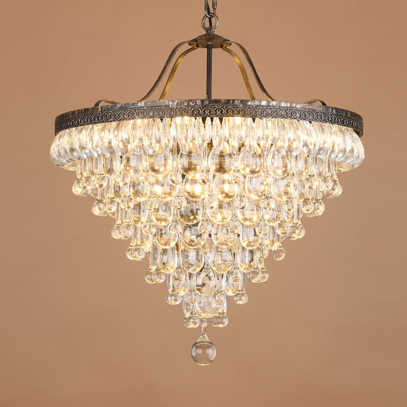 Crystal Chandelier with Antique Bronze Finish and Chain