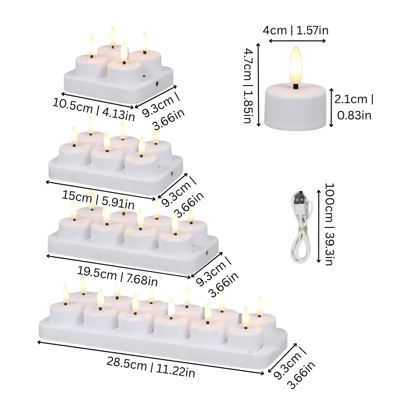 Rechargeable LED Candles with Remote and Timer, Flickering