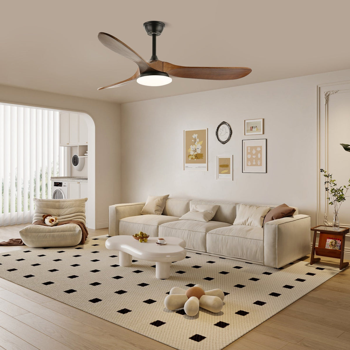 Wood-Effect Ceiling Fan with 35W LED Light and 6 Speeds