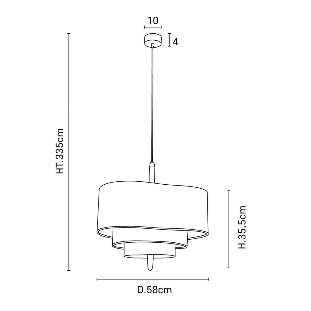 Japandi Fabric Pendant Light with Wood and Metal, Two Sizes