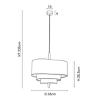 Japandi Fabric Pendant Light with Wood and Metal, Two Sizes