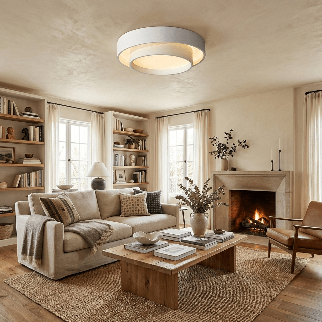 Cylinder LED Ceiling Light in Iron and Acrylic, Dimmable