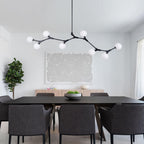 Linear 8-Light Glass Globe Chandelier, 140 cm, G9
