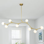 Linear 8-Light Glass Globe Chandelier, 140 cm, G9