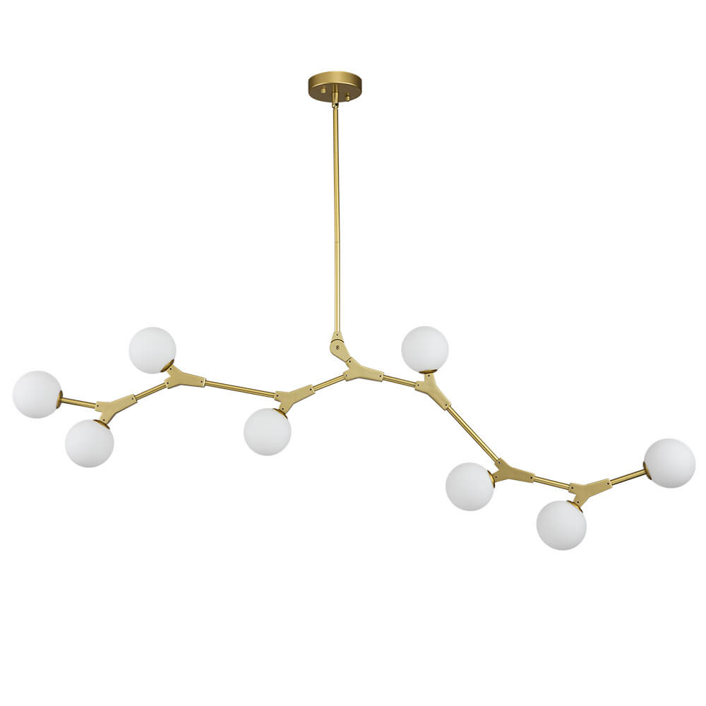 Linear 8-Light Glass Globe Chandelier, 140 cm, G9