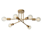 6-Light Sputnik Semi-Flush Chandelier, Gold Effect, 48 cm