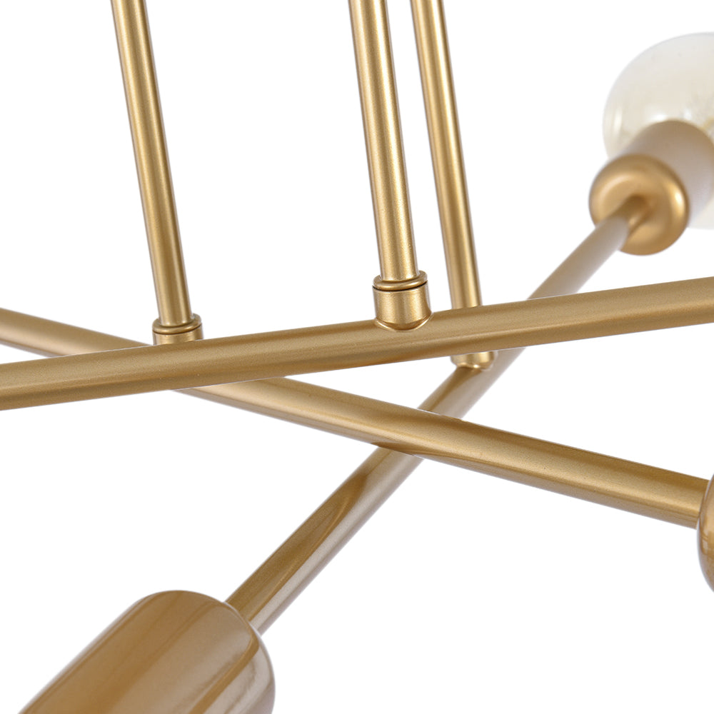 6-Light Sputnik Semi-Flush Chandelier, Gold Effect, 48 cm