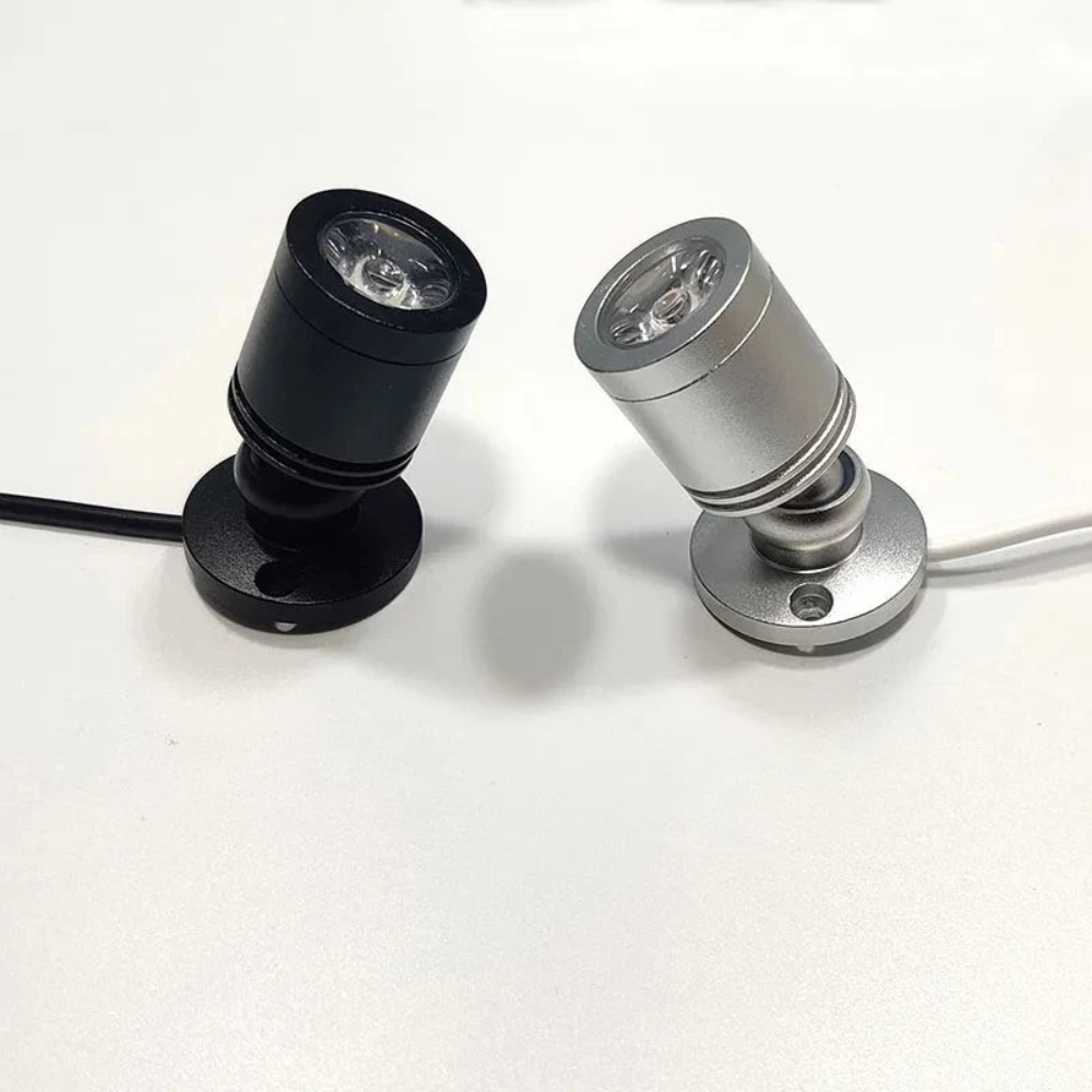 Mini LED Cabinet Spotlight, USB Powered Aluminium, 30 Degree Beam
