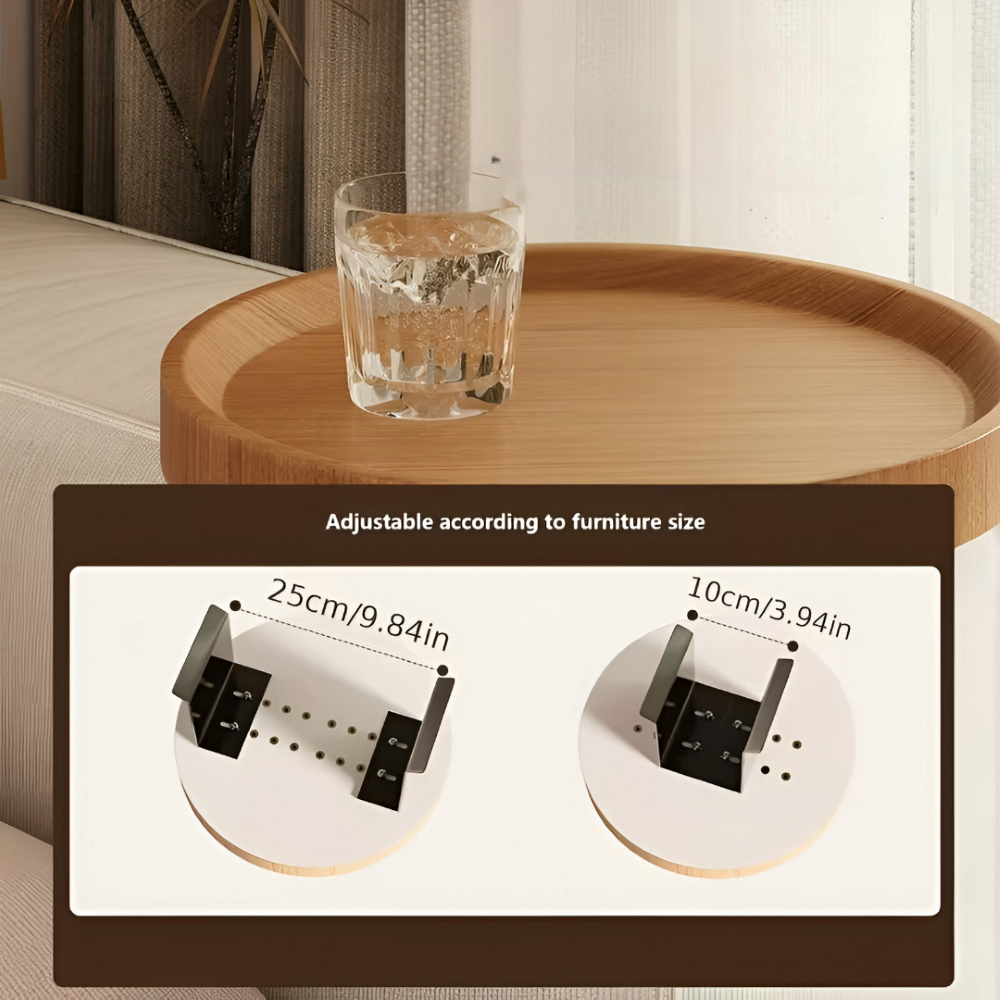 Clip-On Sofa Arm Table, Round 30cm Wood-Effect Side Tray