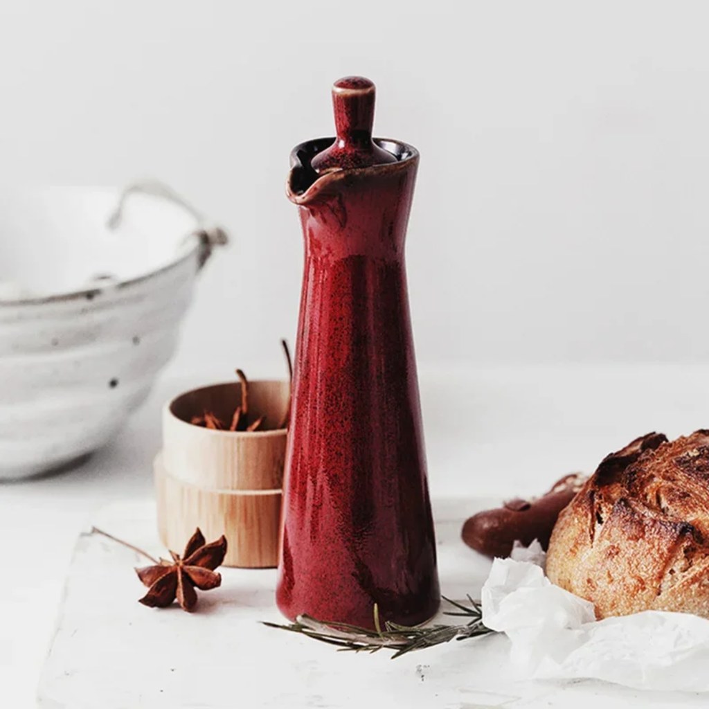 Glazed Ceramic Oil Dispenser 120ml with Pouring Spout