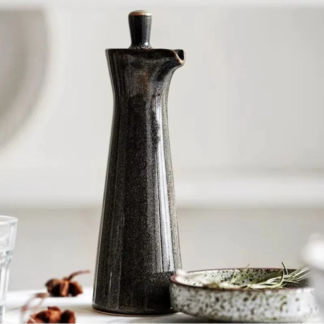 Glazed Ceramic Oil Dispenser 120ml with Pouring Spout