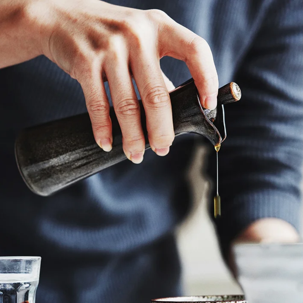 Glazed Ceramic Oil Dispenser 120ml with Pouring Spout