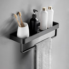 Matt Black Aluminium Bathroom Wall Shelf, 30 to 60 cm