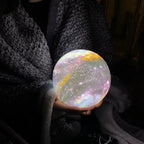 3D Moon Lamp with Wooden Stand, 16 Colours, Cordless