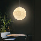 Moon Pendant Light with Textured Craters, Dimmable