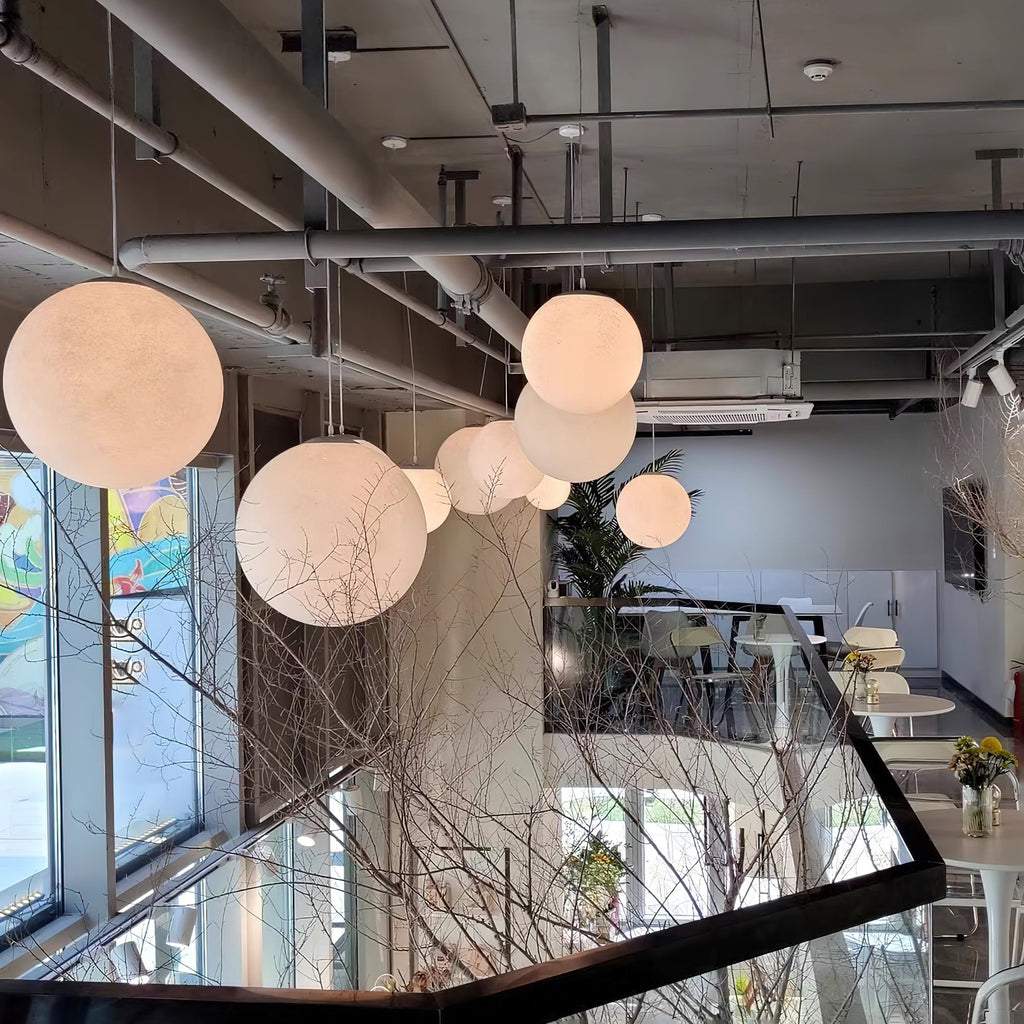 Moon Pendant Light with Textured Craters, Dimmable