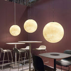 Moon Pendant Light with Textured Craters, Dimmable