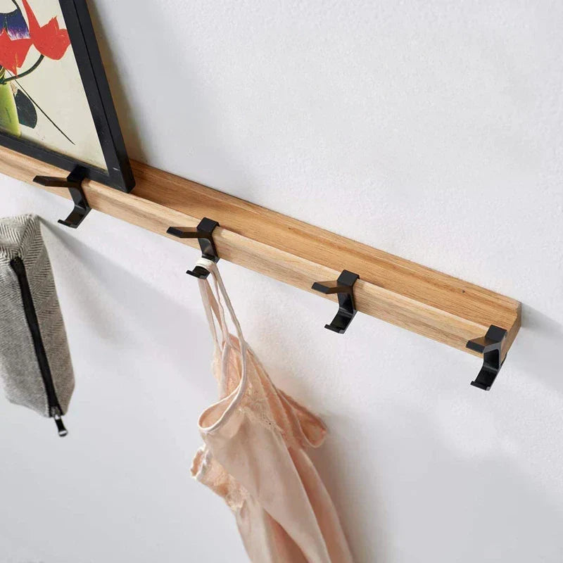 Wooden Wall Coat Rack with Five Swivel Hooks, 40 cm