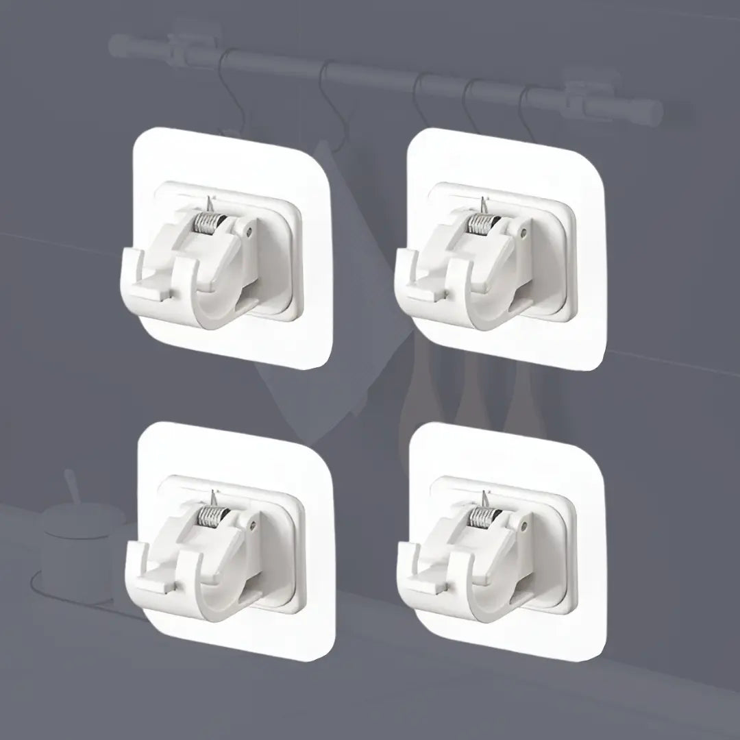 Self-Adhesive Curtain Rod Holders, No Drilling Required