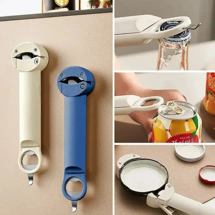 Magnetic Adjustable Jar and Bottle Opener with Grip Handle
