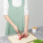 Cross-Back Linen Cotton Apron with Two Deep Front Pockets