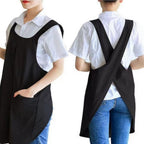 Cross-Back Linen Cotton Apron with Two Deep Front Pockets
