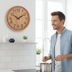 Silent Wood Wall Clock, Minimalist 30 cm Scandinavian Design