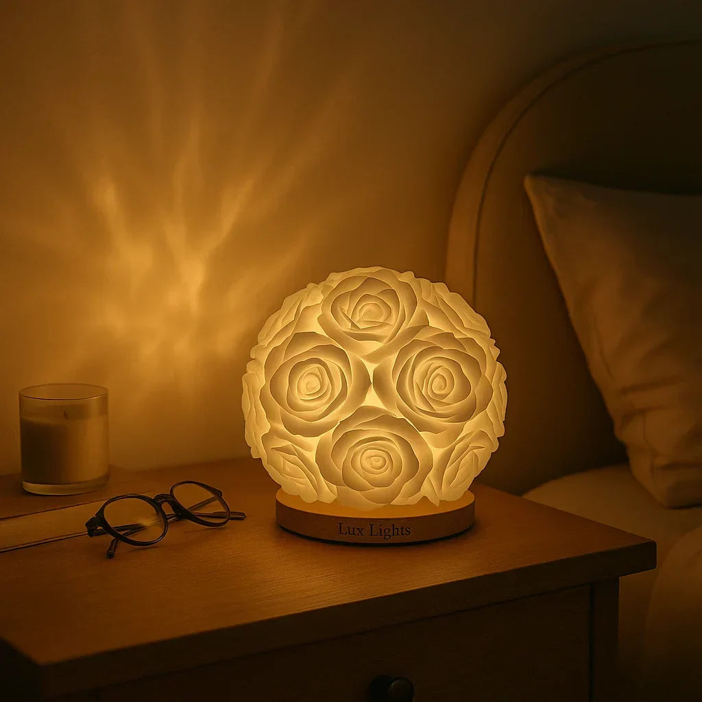 LED Rose Table Light with Artificial Flowers, USB Powered