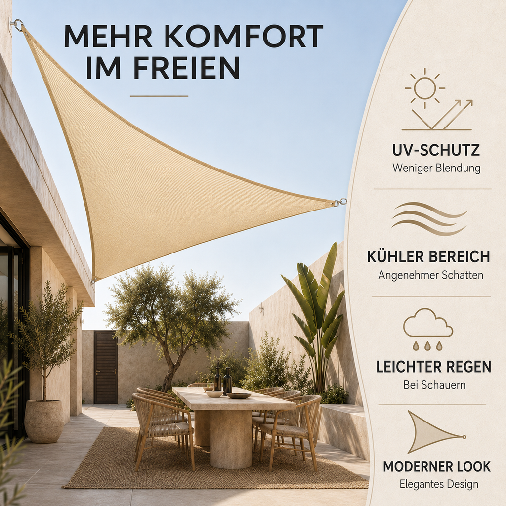 Triangular Waterproof Shade Sail with UV Protection, 3 x 3 x 3m