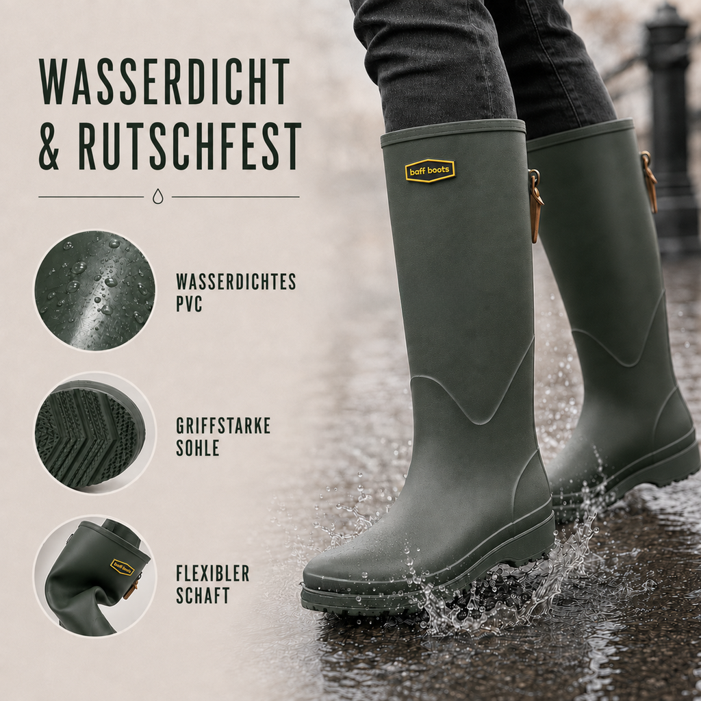 Waterproof Knee High PVC Wellington Boots, Unisex, Sizes 36-44