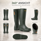 Waterproof Knee High PVC Wellington Boots, Unisex, Sizes 36-44