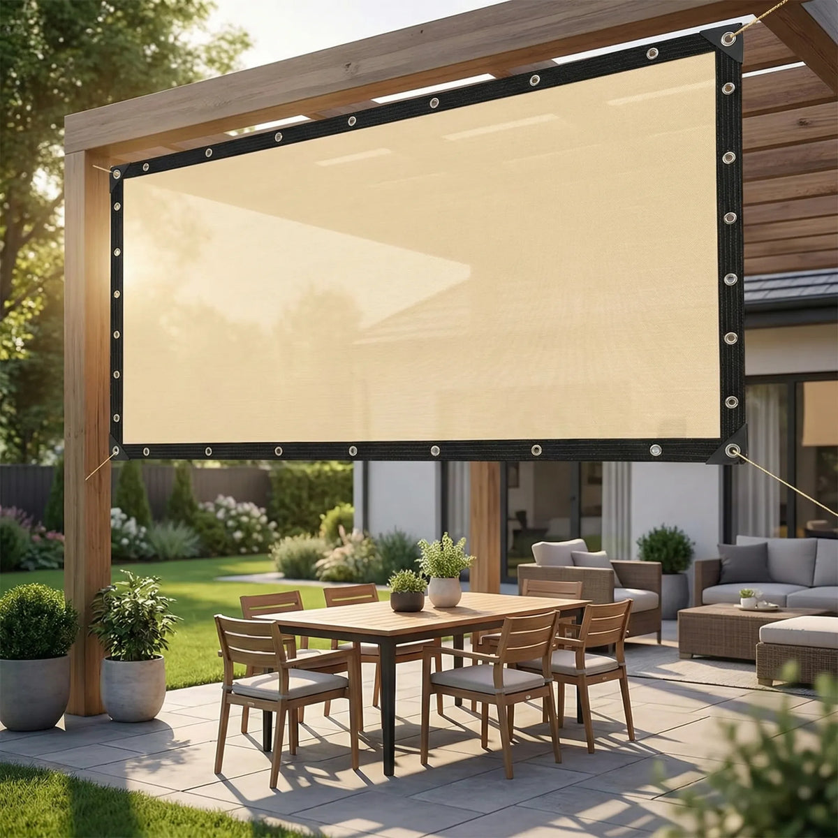 Rectangular Garden Shade Cloth with Reinforced Edges and Eyelets