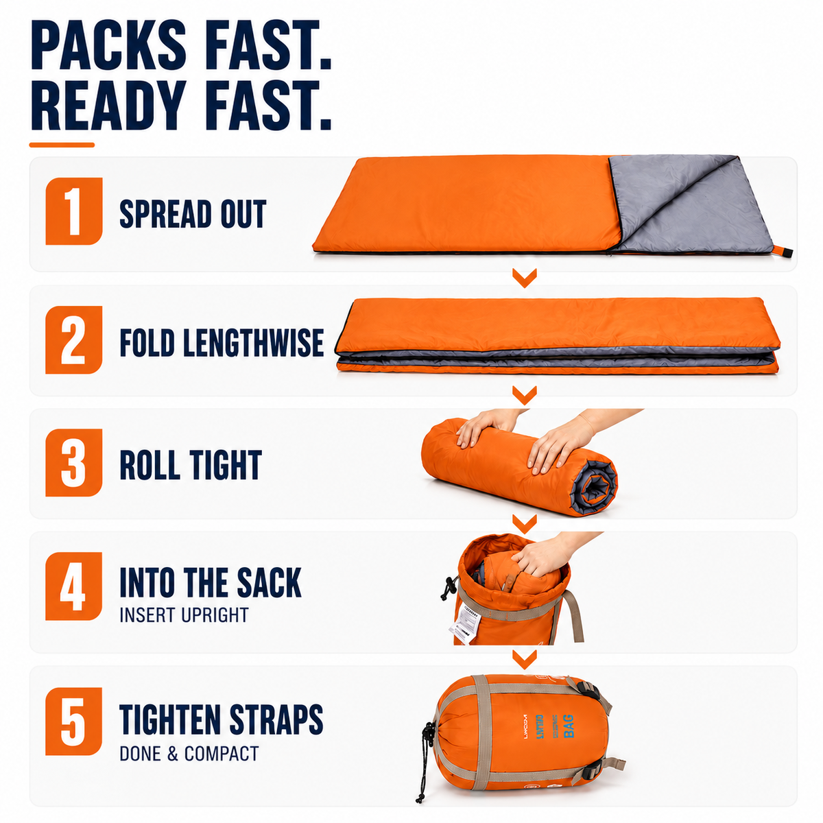 Ultralight Envelope Sleeping Bag, 190x75cm, Three Season