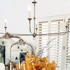 Brass Candle Chandelier with 5 or 6 Arms, E14, Six Finishes
