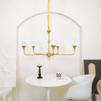 Brass Candle Chandelier with 5 or 6 Arms, E14, Six Finishes