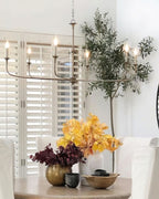 Brass Candle Chandelier with 5 or 6 Arms, E14, Six Finishes