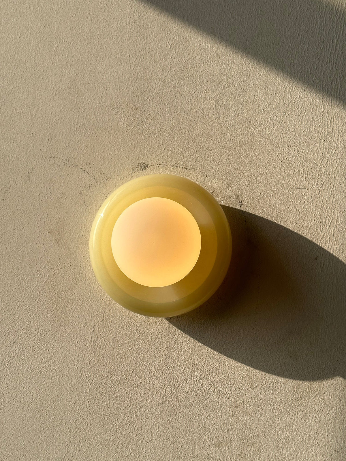 Round Jade Stone Wall Light with Glass Shade, G9, 14cm