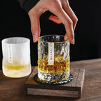 Faceted Crystal Whisky Glass 300ml with Wooden Gift Box