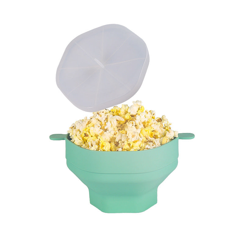 Collapsible Silicone Microwave Popcorn Bowl with Lid